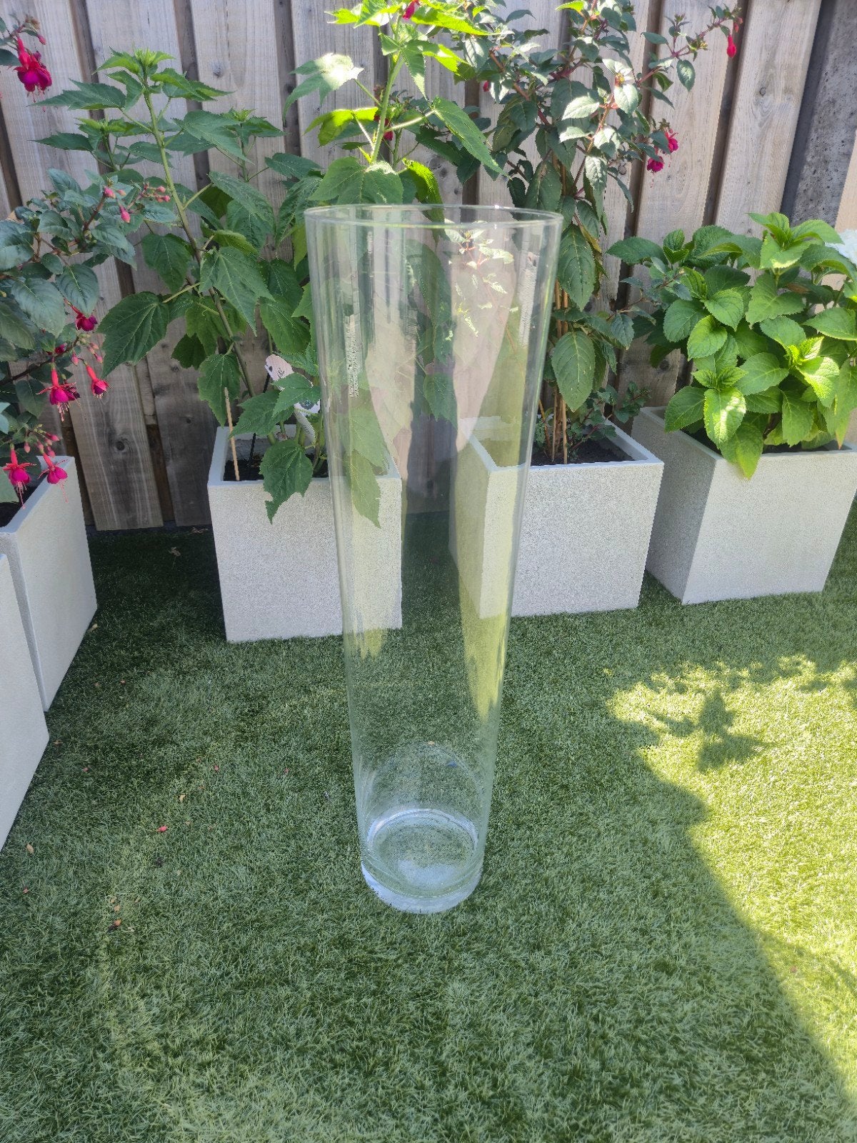 Prachtige, hoge conische glazen vaas (70 cm), Huis en Inrichting, Woonaccessoires | Vazen, Ophalen, Overige kleuren, 70 cm, Glas