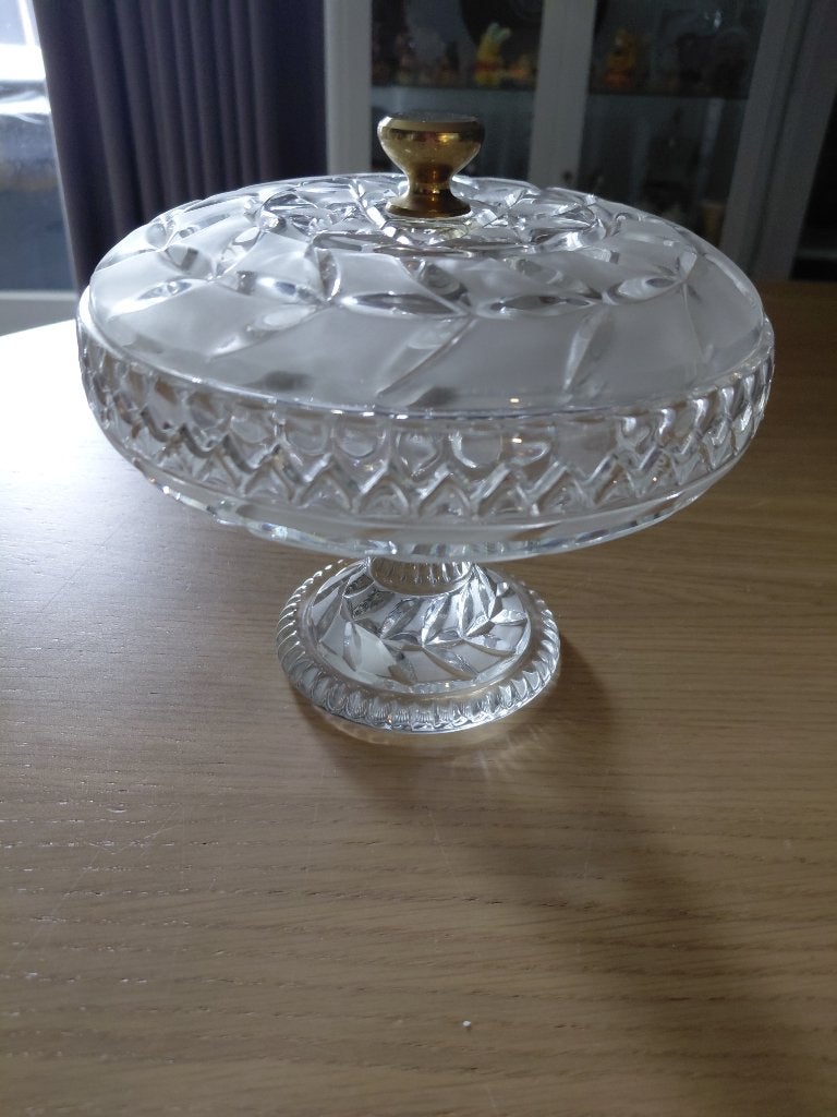 walther glas bonbonniere / bonbonschaal met deksel, Verzamelen, Ophalen of Verzenden, Zo goed als nieuw, Kristal, Overige typen