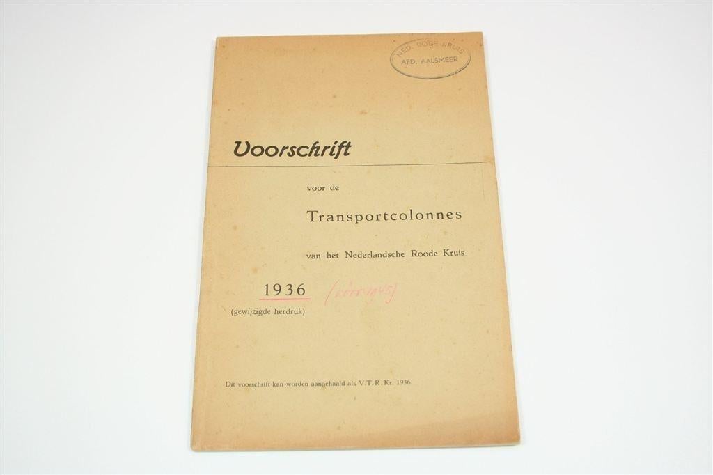 Voorschrift Transportcolonnes — Rode Kruis [1936] Zeldzaam, Verzenden, Gelezen