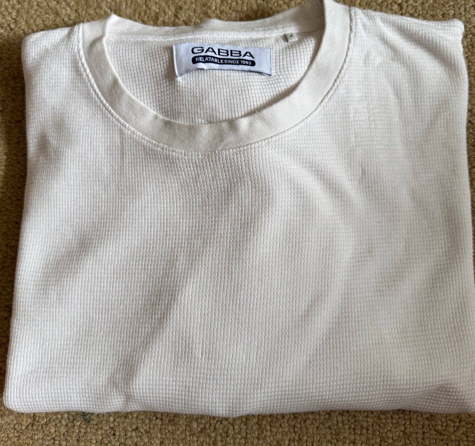 GABBA Adam Waffle LS Tee GOTS - (roomkleurig!) Wit, Maat L, Ophalen of Verzenden, Zo goed als nieuw, Maat 52/54 (L), Overige kleuren
