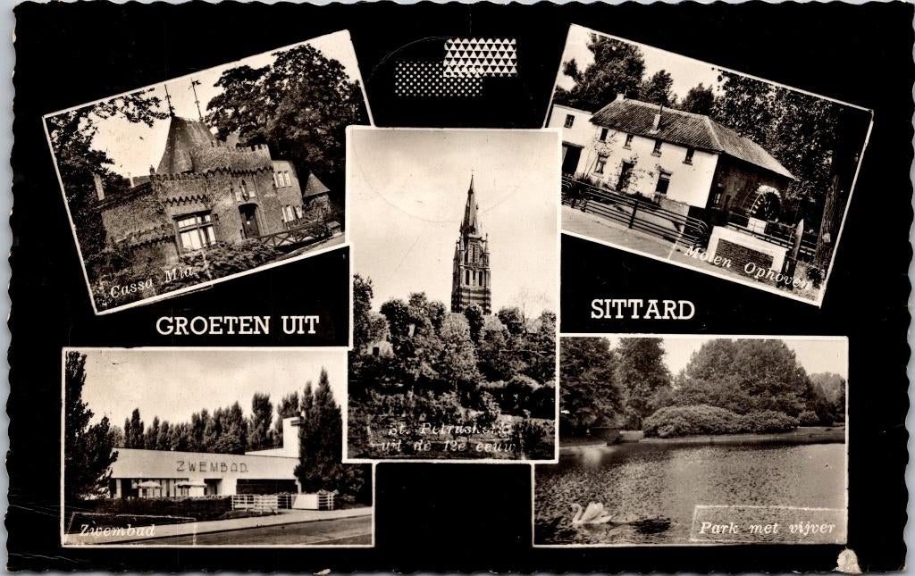 Groeten uit Sittard - 4 ansichtkaarten, Verzamelen, Ansichtkaarten | Nederland, Verzenden, 1960 tot 1980, Gelopen, Limburg