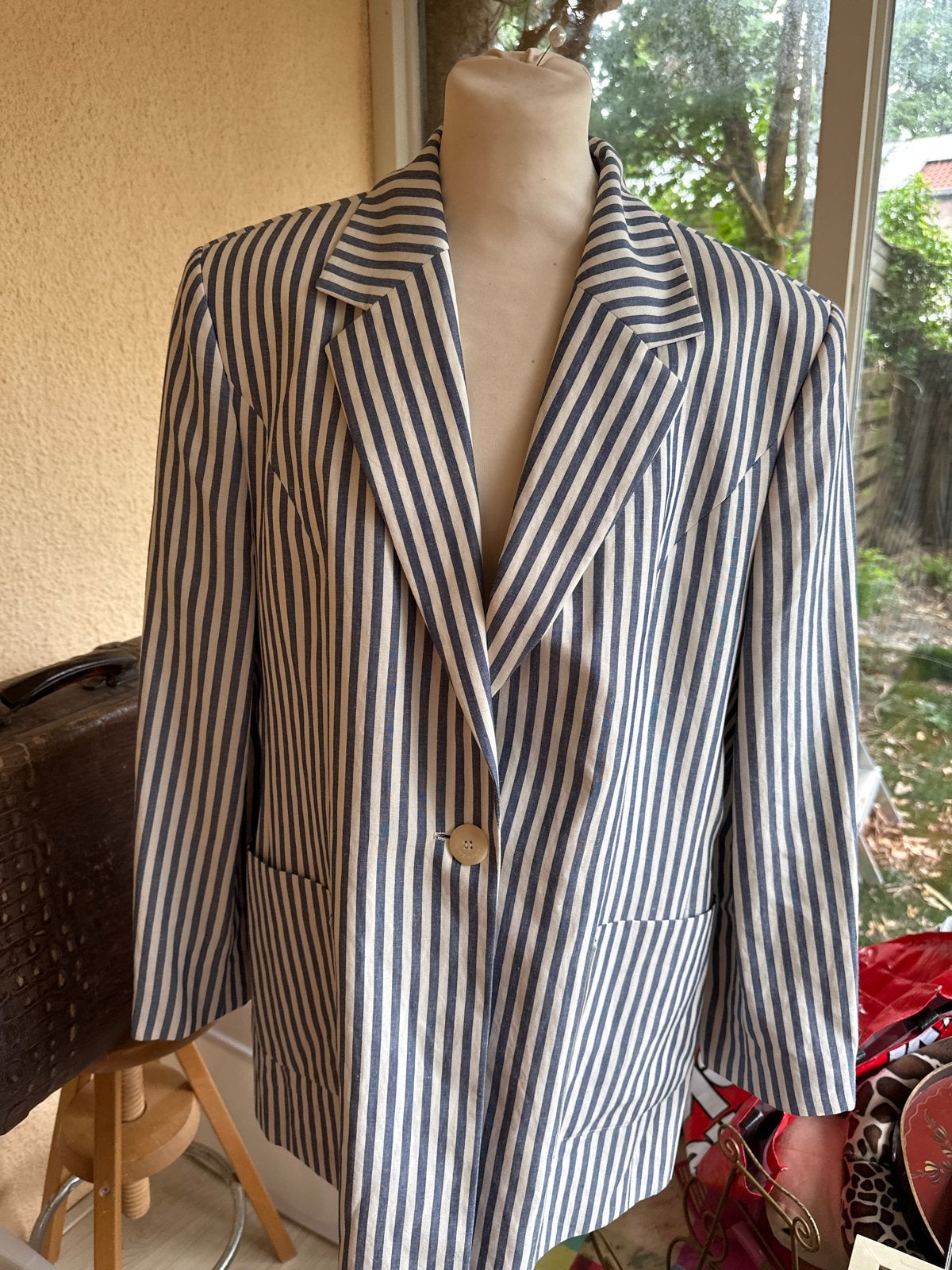 Givenchy Gestreepte Blazer - Maat L, Ophalen, Blauw, Maat 42/44 (L), Zo goed als nieuw