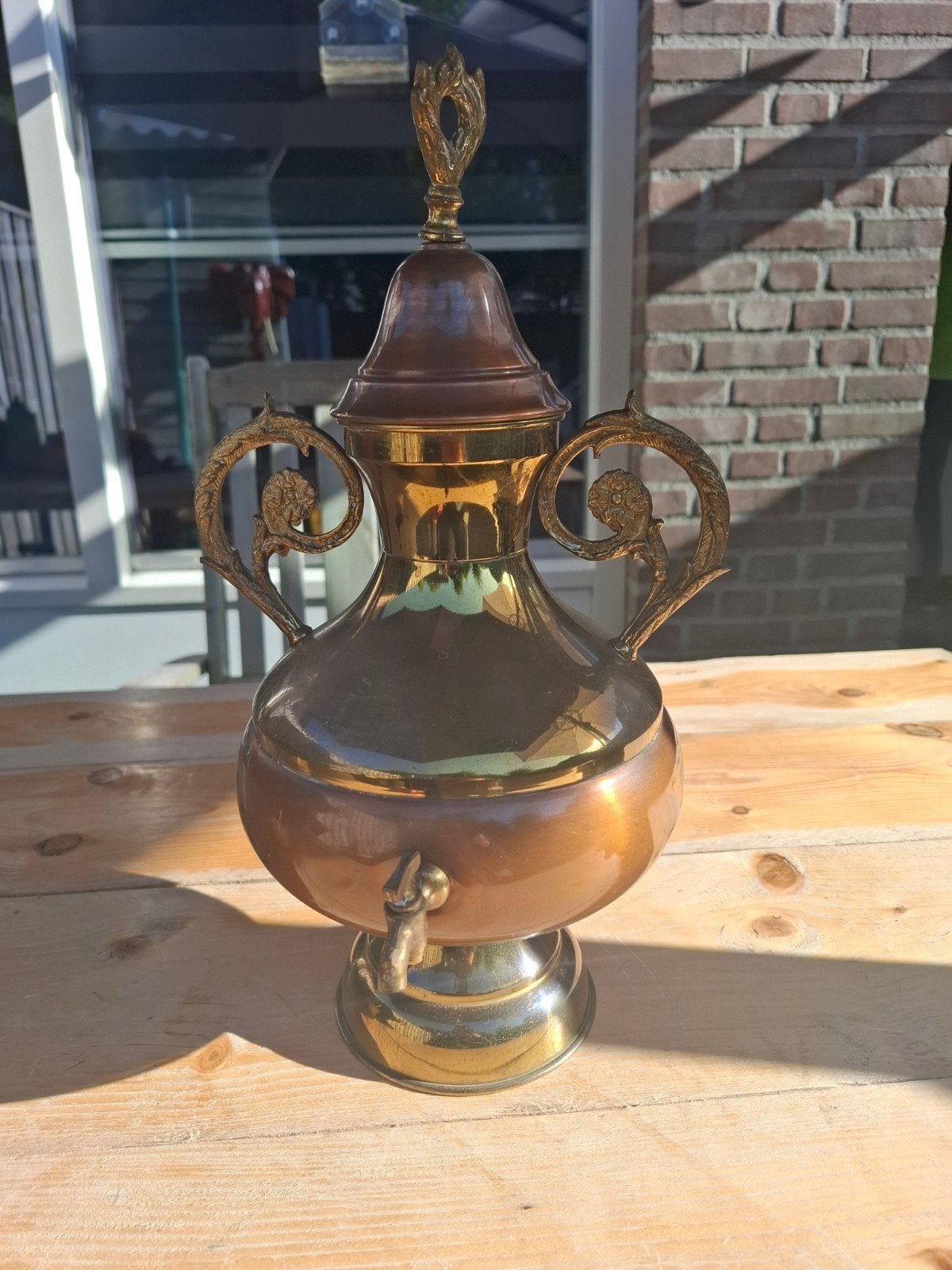 Antieke Koperen Theeketel met Kraan, Antiek en Kunst, Ophalen of Verzenden