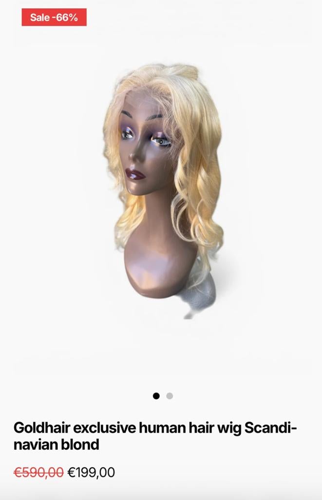 Wig Human Hair Blond Pruik Echthaar new Nieuw, Ophalen of Verzenden, Nieuw, Pruik of Haarverlenging
