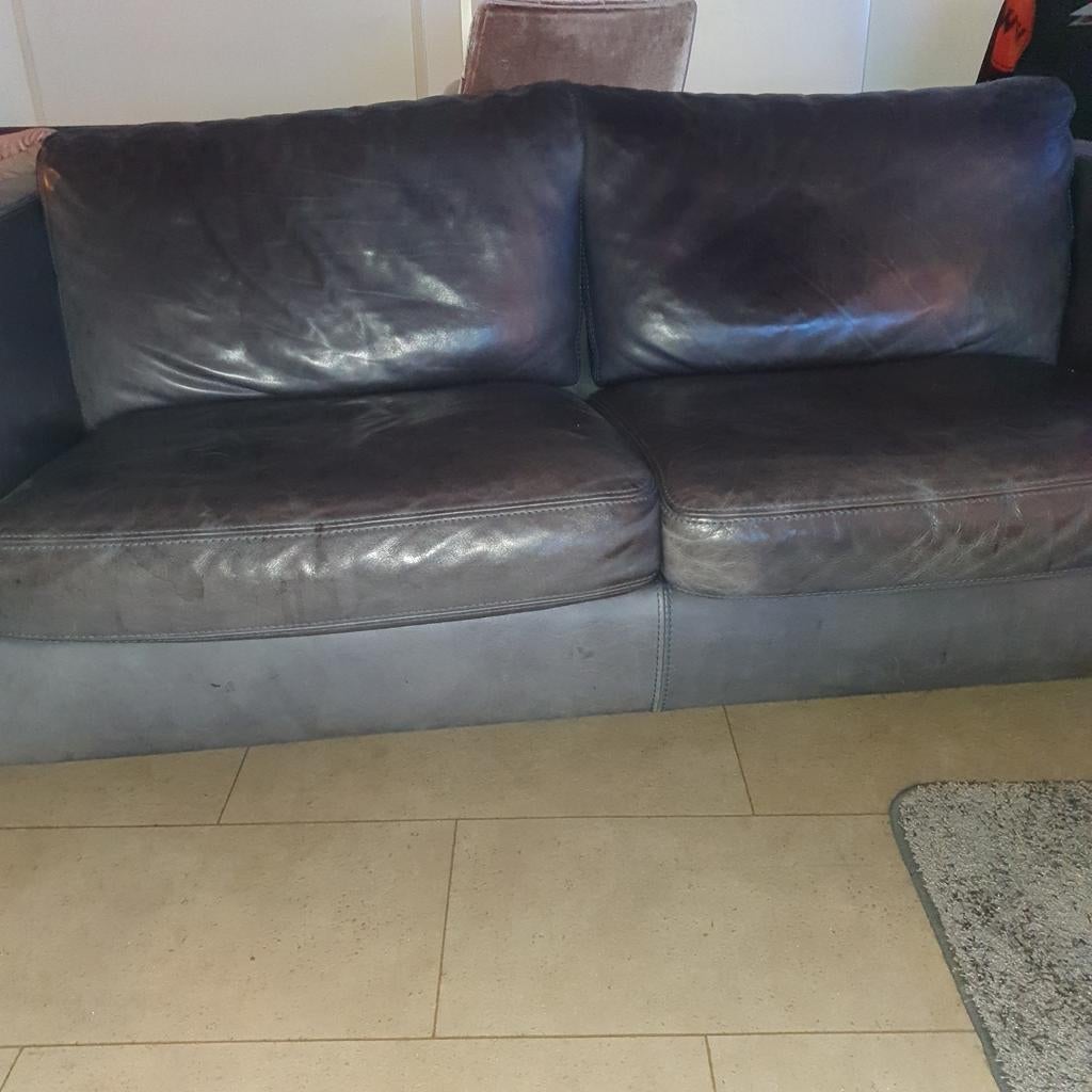 Leren 2zits bankstel, Ophalen, Tweepersoons, Zo goed als nieuw, 200 tot 250 cm