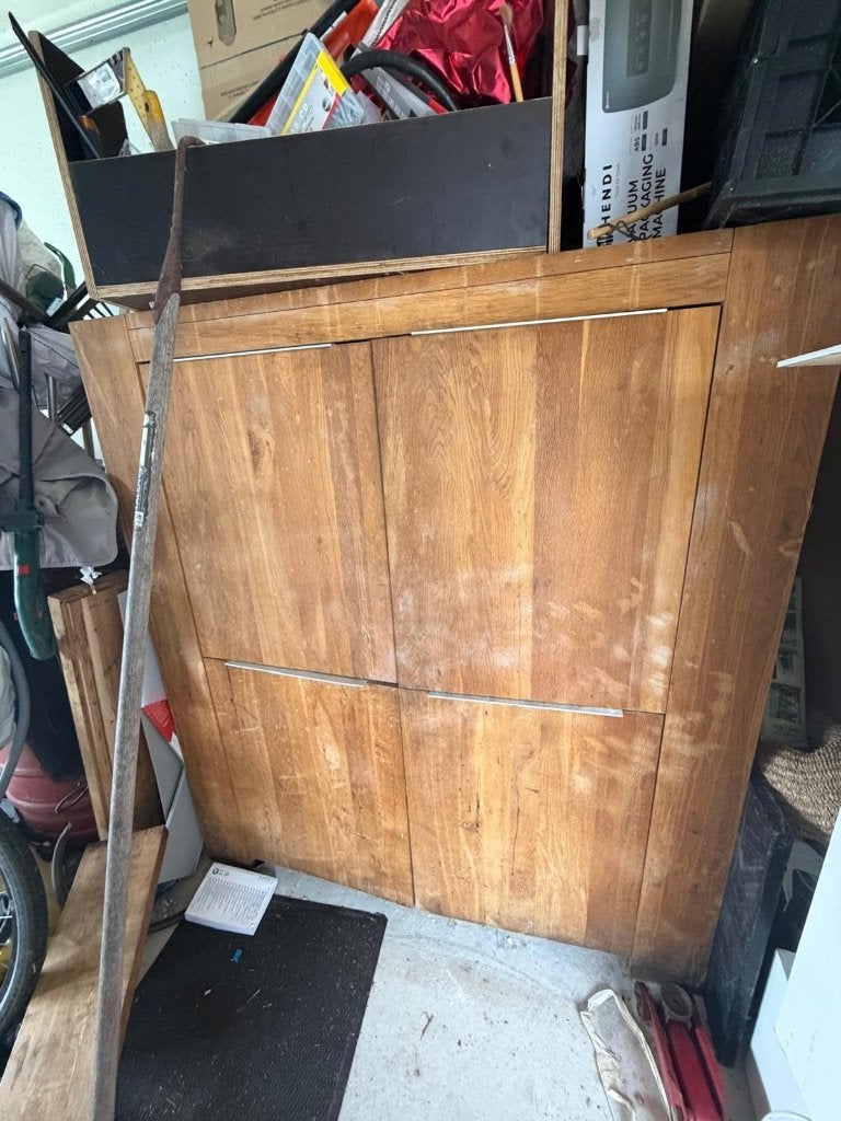 Robuuste eikenhouten opbergkast / meidenkast (4 deuren), Ophalen, Gebruikt, 100 tot 150 cm, Eikenhout