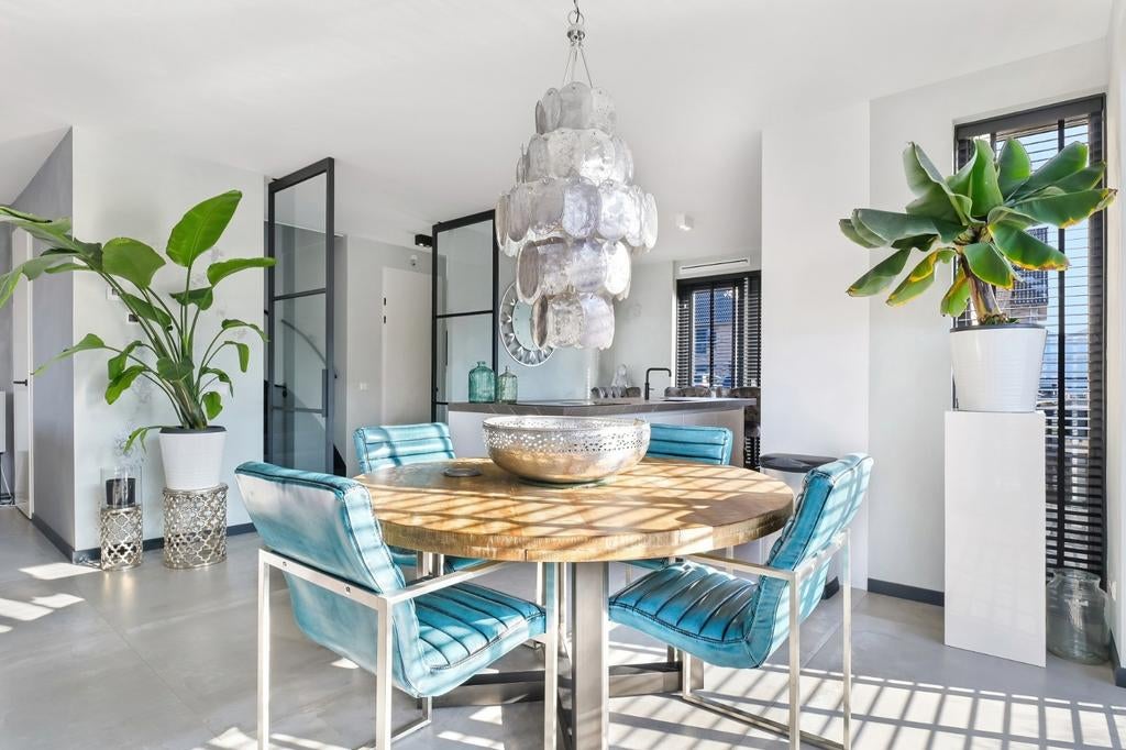 Sfeervolle hanglamp met zilverkleurige glazen schelpen, Huis en Inrichting, Lampen | Hanglampen, Ophalen, Modern, Sfeervol, Zo goed als nieuw