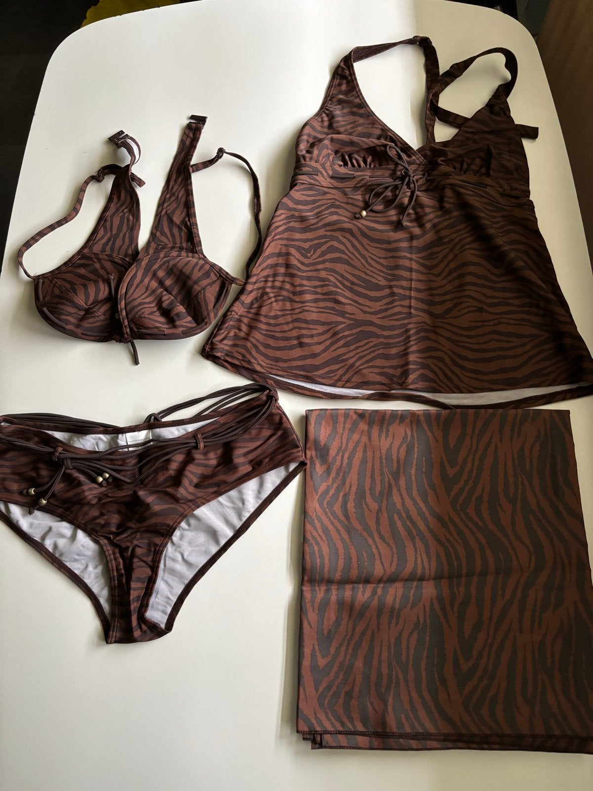 Hunkemöller Beachwear Zebra Print Bikini & Tankini Set, Ophalen of Verzenden, Zo goed als nieuw, Bruin, Bikini
