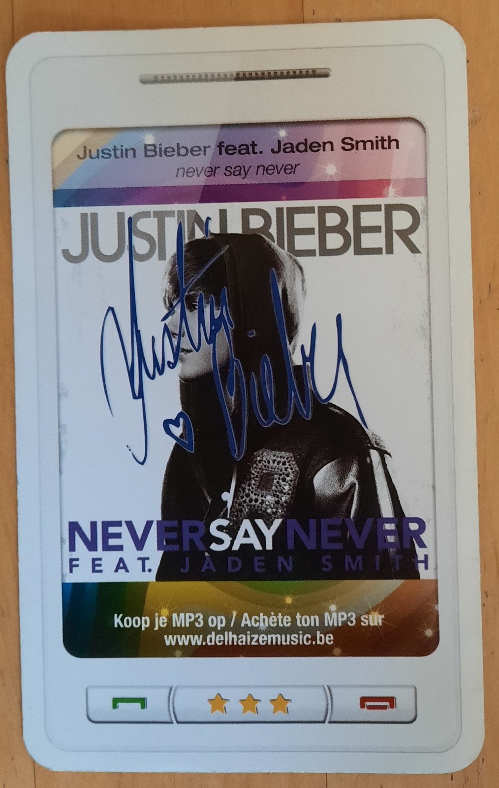 JUSTIN BIEBER - STAR & TUNES KAARTJE, Ophalen of Verzenden, Foto of Kaart