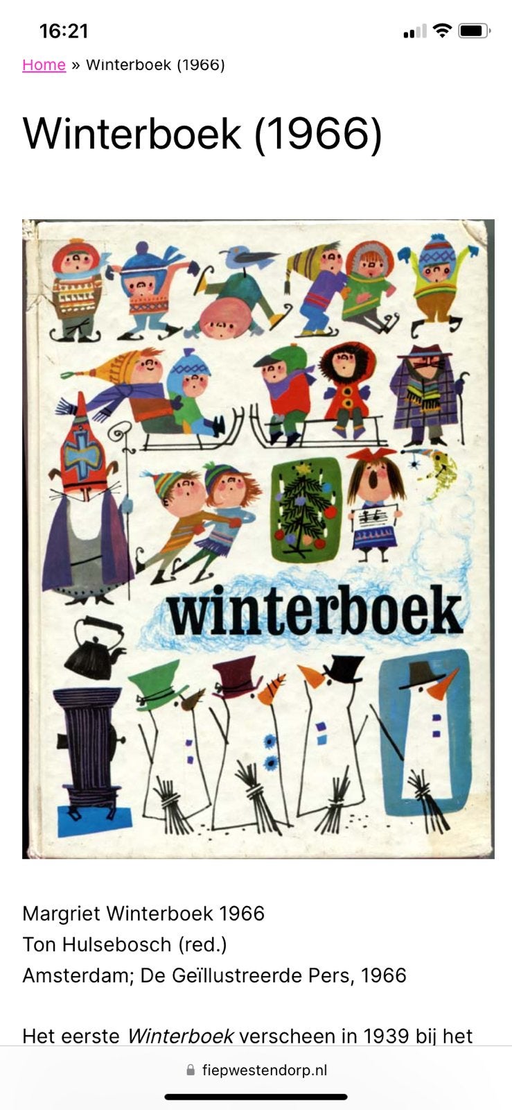 Vintage Winterboek uit 1966, Ophalen of Verzenden