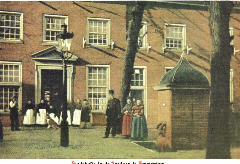 Stadshofje in de Jordaan te Amsterdam - volk - ongelopen, Ophalen of Verzenden, Voor 1920, Ongelopen, Noord-Holland