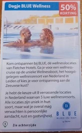Blue Wellness dagje 50% korting, Drie personen of meer, Kortingsbon, Spa of Sauna