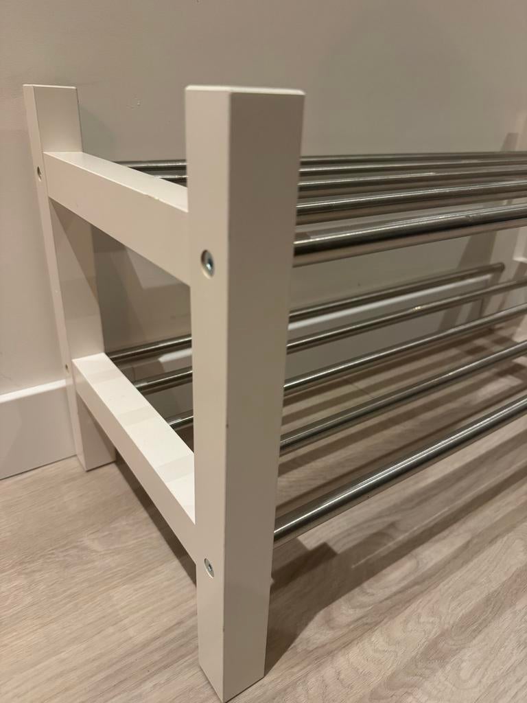 Ikea Tjusig schoenenrek - Wit/RVS, Ophalen, Gebruikt