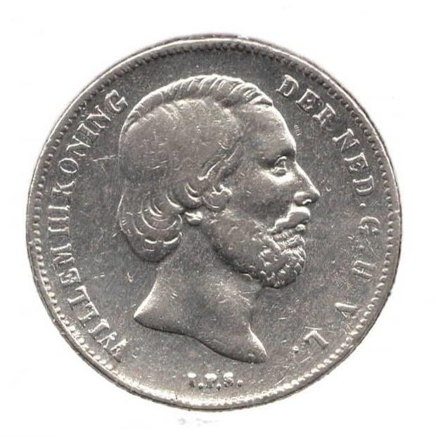 Nederland halve gulden 1860 Willem 3, ½ gulden, Koning Willem III, Zilver, Ophalen of Verzenden