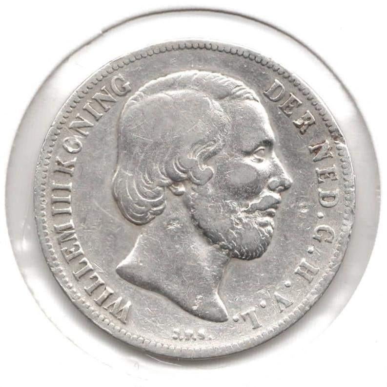 Nederland 1 gulden 1860 Willem 3, 1 gulden, Koning Willem III, Zilver, Ophalen of Verzenden