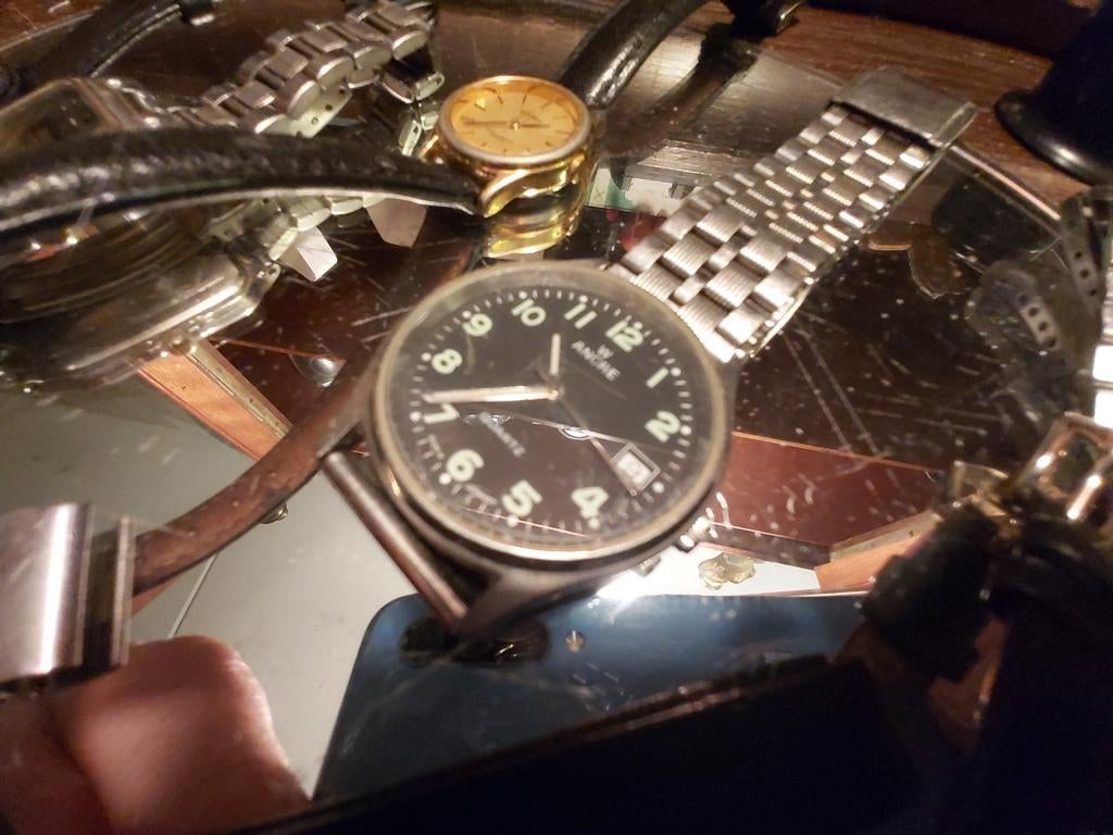 Horloge: Ancre S1141, met datum en mooie band, Sieraden, Tassen en Uiterlijk, Horloges | Heren, Staal, Staal, Polshorloge, Ophalen of Verzenden