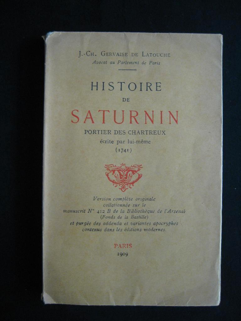 Erotica. J.Ch.Gervaise de Latouche, Histoire de Saturnin., Ophalen of Verzenden, Gelezen