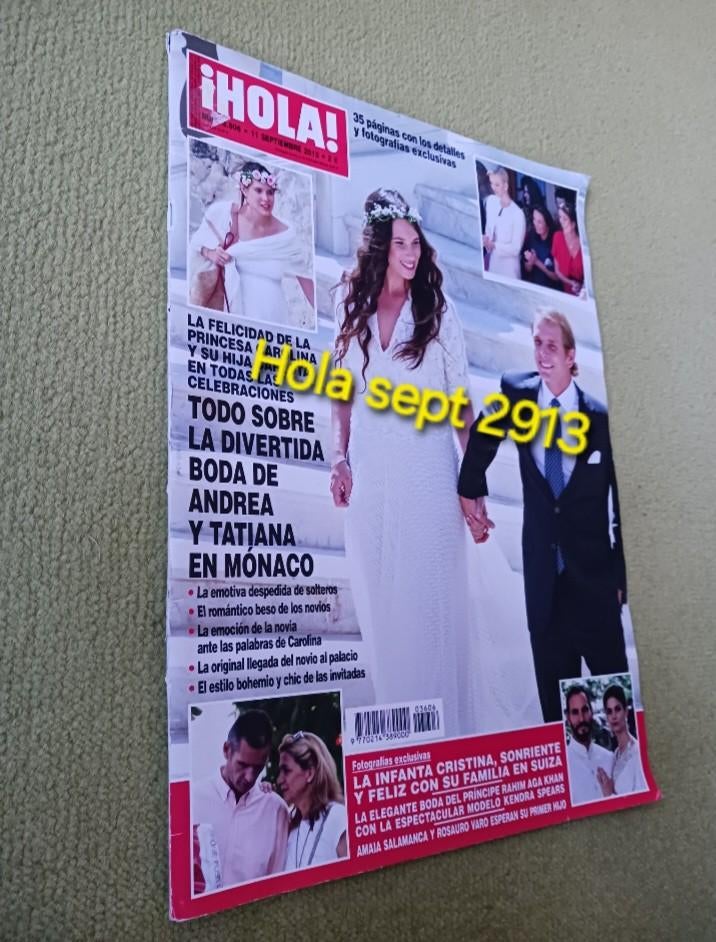 Spanje Weekblad Hola magazine sept 2013 👨🏼‍⚖️👰🏻, Ophalen of Verzenden, Gebruikt, Buitenland, Kaart, Foto of Prent