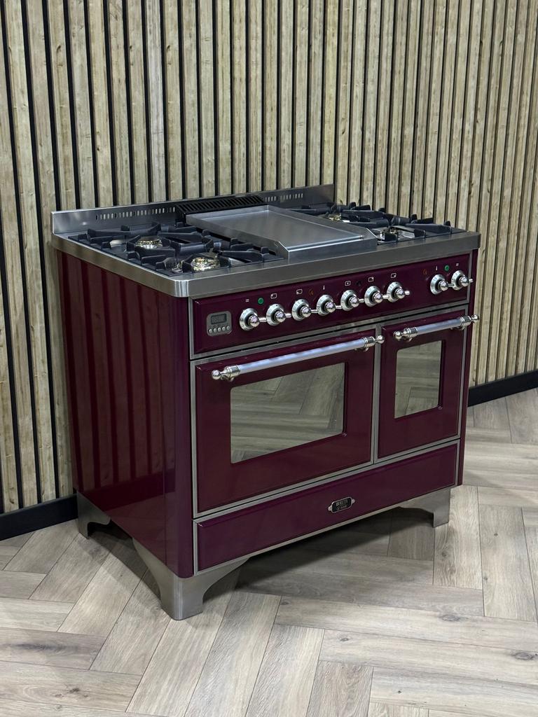 Luxe Boretti Majestic Bordeaux 100cm Gas + Afzuigkap + Fryto, Ophalen of Verzenden, Gas, 5 kookzones of meer