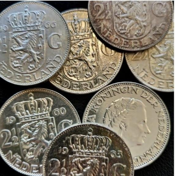 Zilveren Juliana Rijksdaalders, Koningin Juliana, Setje, Zilver, Ophalen of Verzenden