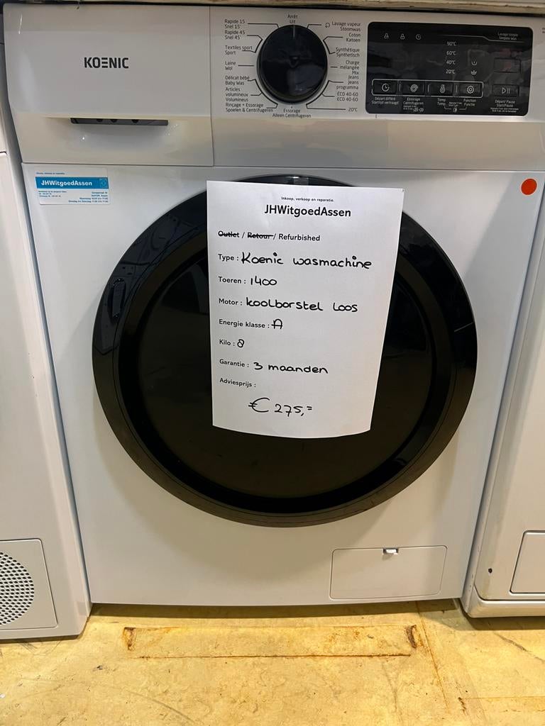 Koenic (bosch/siemens)wasmachine. Bezorgd en garantie., 1200 tot 1600 toeren, Minder dan 85 cm, 8 tot 10 kg, Refurbished