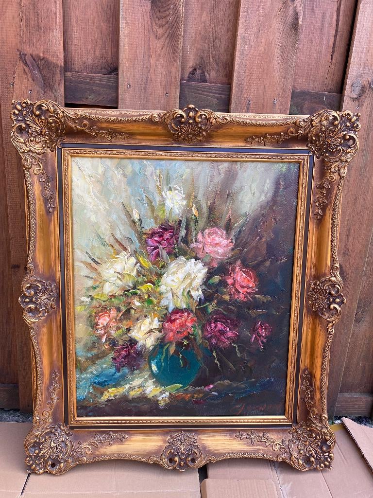 Prachtig bloemen schilderij G.J. Ernens, Antiek en Kunst, Ophalen