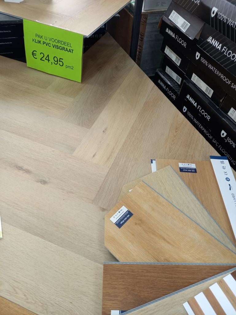 NAUTICA Visgraat Klik PVC Vloer met Ondervloer - Actie!, Ophalen, Kunststof, 50 tot 150 cm, Nieuw