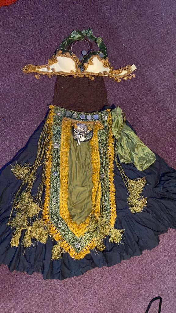 Tribal Bellydance Kostuum met Afghaanse Sieraden, Maat 42/44 (L), Ophalen of Verzenden, Overige thema's, Kleding