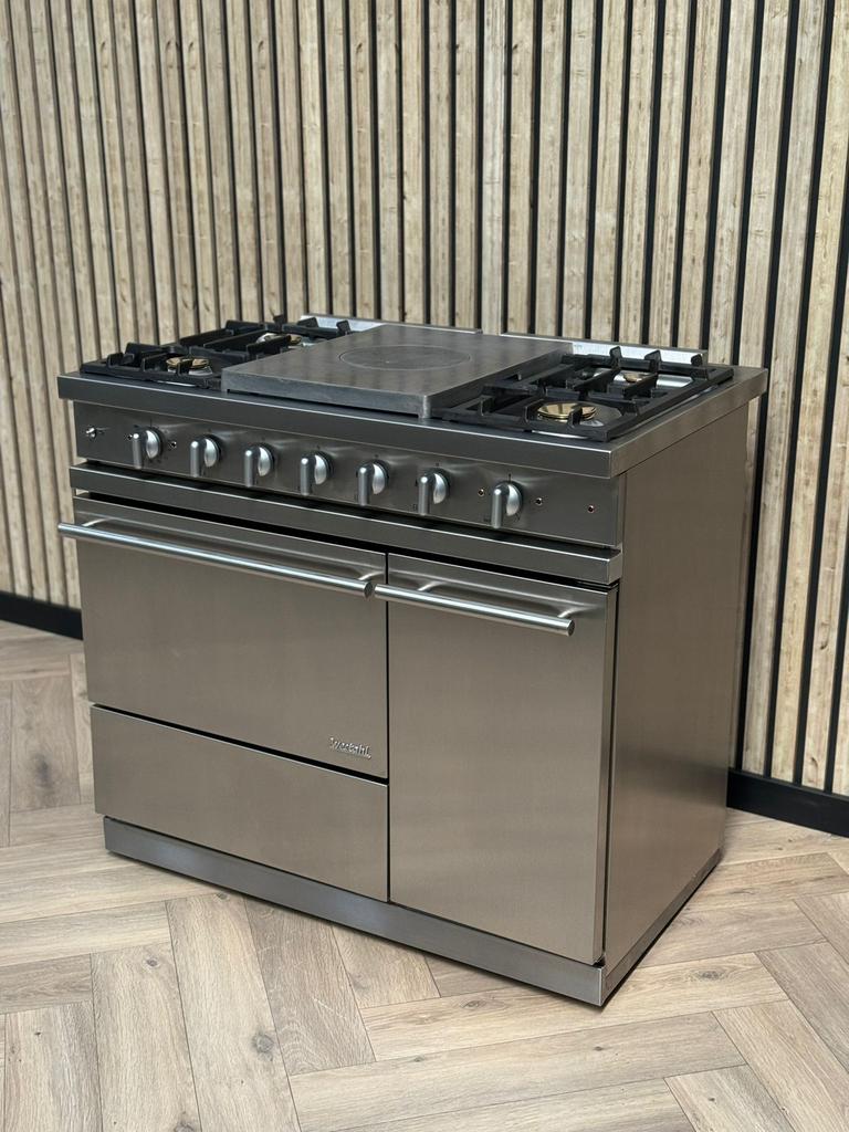 Lacanche Inox 100cm Gas + Hete Lucht + Coup de Feu, Warmhoudplaat, 60 cm of meer, Ophalen of Verzenden, Gas