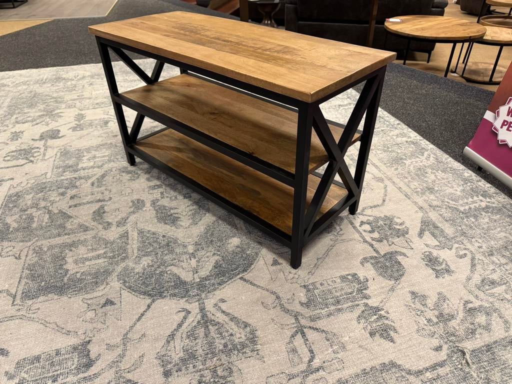 Bijzettafel rechthoekig Mango/Metaal Direct/Leverbaar, Huis en Inrichting, Tafels | Bijzettafels, #Bijzettafel#Rechthoekig#Mangohout#Metaal#Salontafel