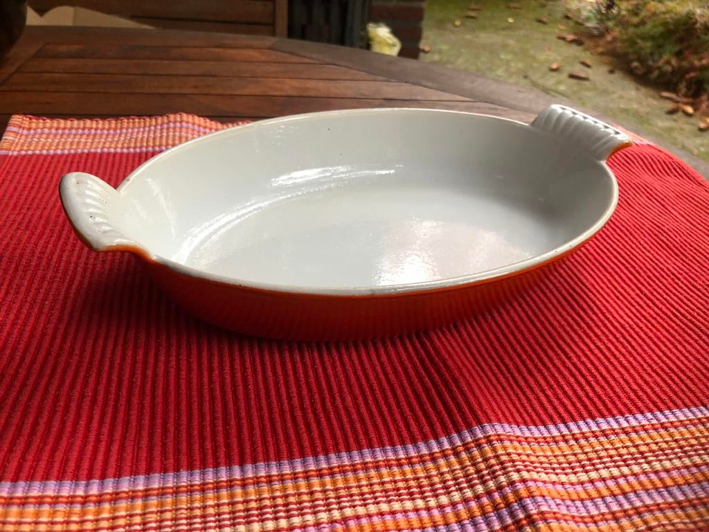 t.k.Dru Holland ovenschotel gietijzer 24cm INDUCTIE, Ophalen, Zo goed als nieuw, Koekenpan of Braadpan, Gietijzer