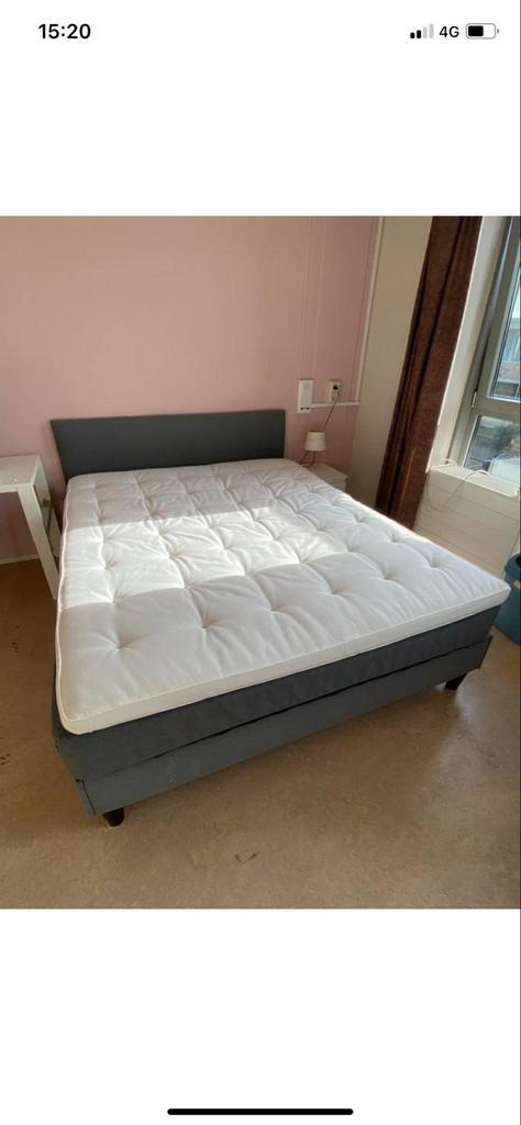 IKEA Sabovik Bed 160x200 Compleet met Matras & Topper, Ophalen, Tweepersoons, Zo goed als nieuw, 200 cm