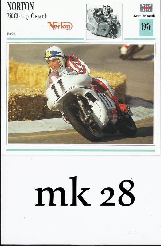 Mk28 motorkaart norton 750 challenge cosworth, Ophalen of Verzenden, Zo goed als nieuw, Motoren