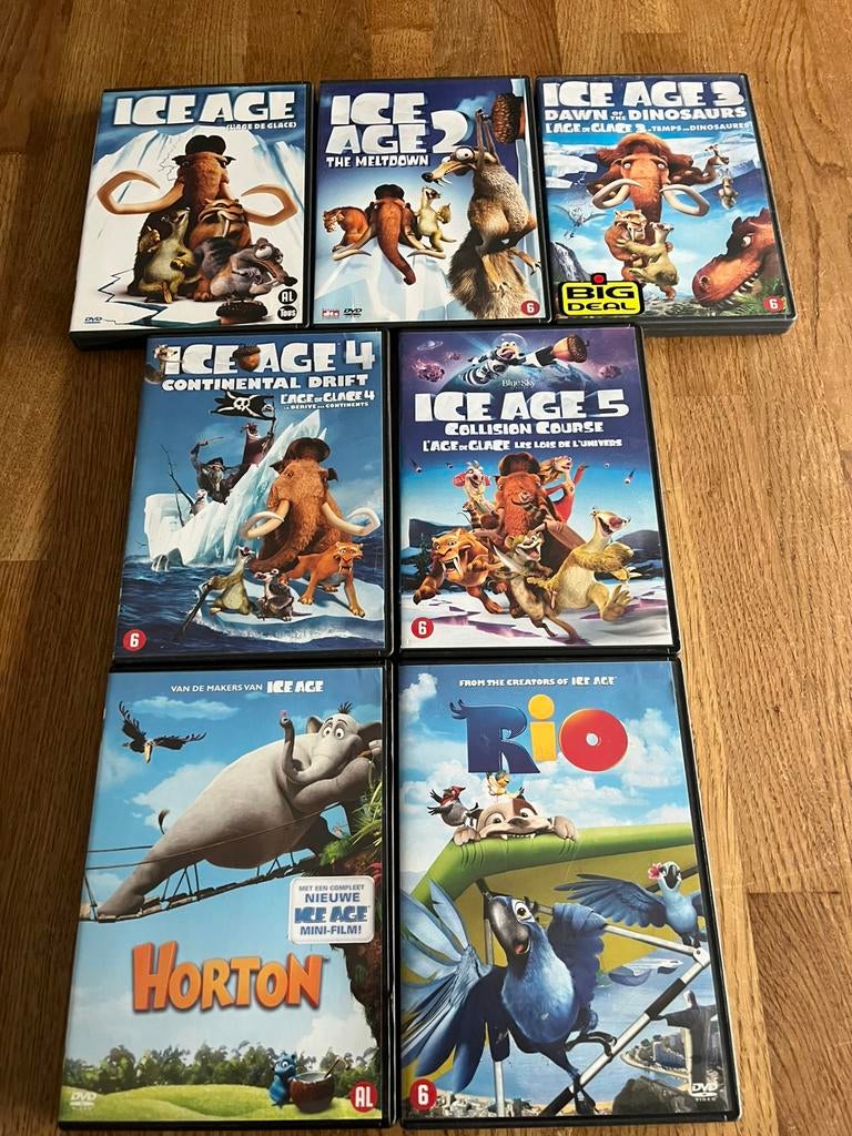 Dvd Ice Age deel 1 t/m 5, Horton en Rio, Gebruikt, Tekenfilm, Amerikaans, Ophalen of Verzenden