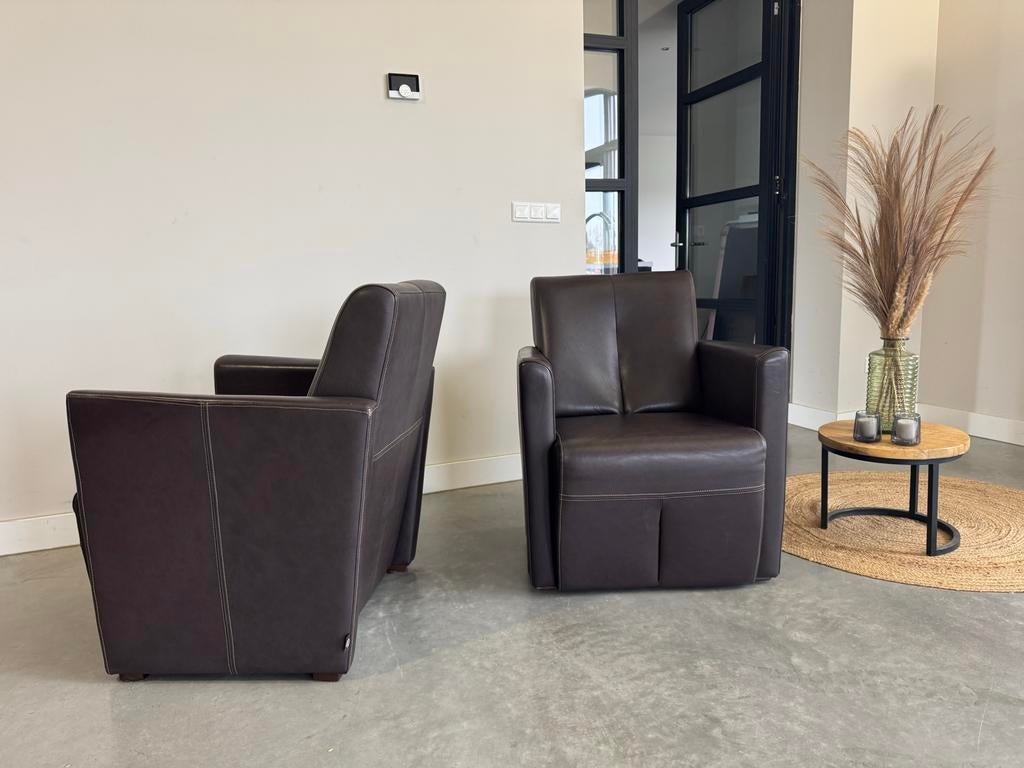 2x Hendrik & Hazel Fauteuils   Als nieuw., Huis en Inrichting, Fauteuils, Zo goed als nieuw, Leer, 75 tot 100 cm, 75 tot 100 cm