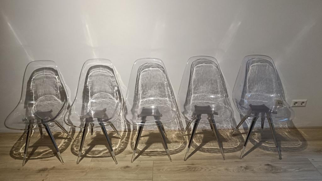 Transparante Kuipstoelen - 5 stuks, Ophalen, Gebruikt, Overige kleuren, Modern