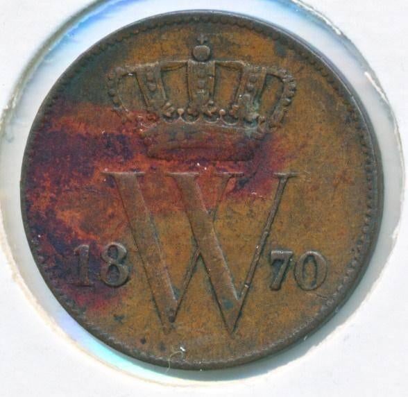 Nederland 1 cent 1870 Willem 3, Postzegels en Munten, Munten | Nederland, Ophalen of Verzenden, Koning Willem III, 1 cent, Losse munt