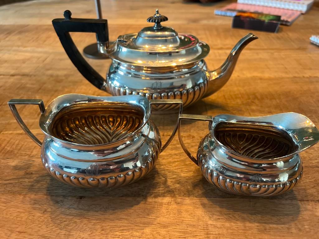 Antieke sterling zilveren theeservies, Sheffield (1903/1906), Ophalen of Verzenden