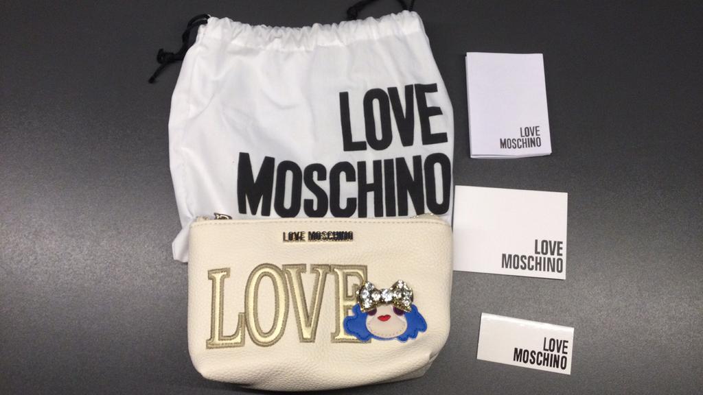 Love Moschino lederen toilettasje met strass nieuw, Ophalen of Verzenden, Nieuw, Dame