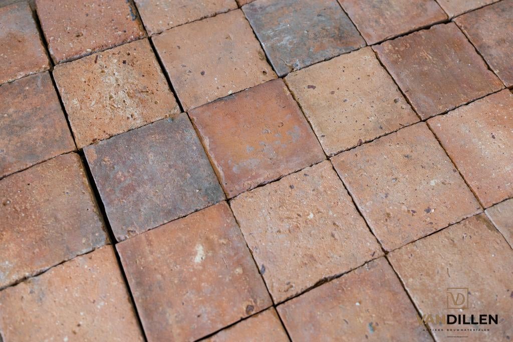 Antieke Franse plavuizen tegels zalm nuance 67.5M2 16x16, Doe-het-zelf en Verbouw, Steen of Klei, Verzenden, Minder dan 50 cm