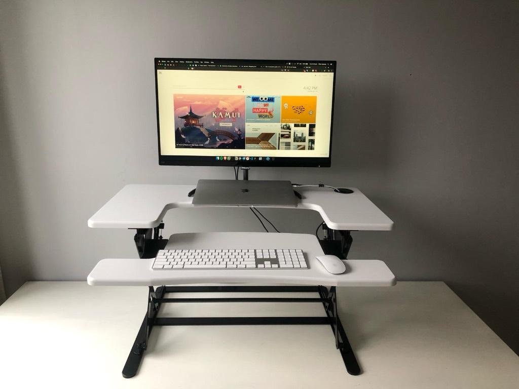 Adjustable sit stand riser desk – Relaxdays, Ophalen, In hoogte verstelbaar, Zo goed als nieuw