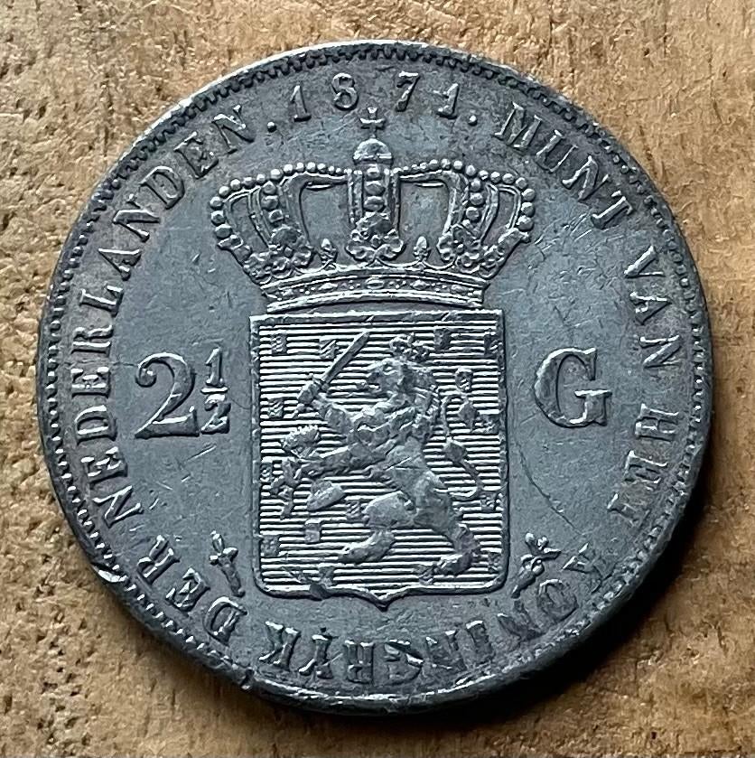 2,5 gulden 1871 Willem III, Ophalen, Koning Willem III, 2½ gulden, Losse munt