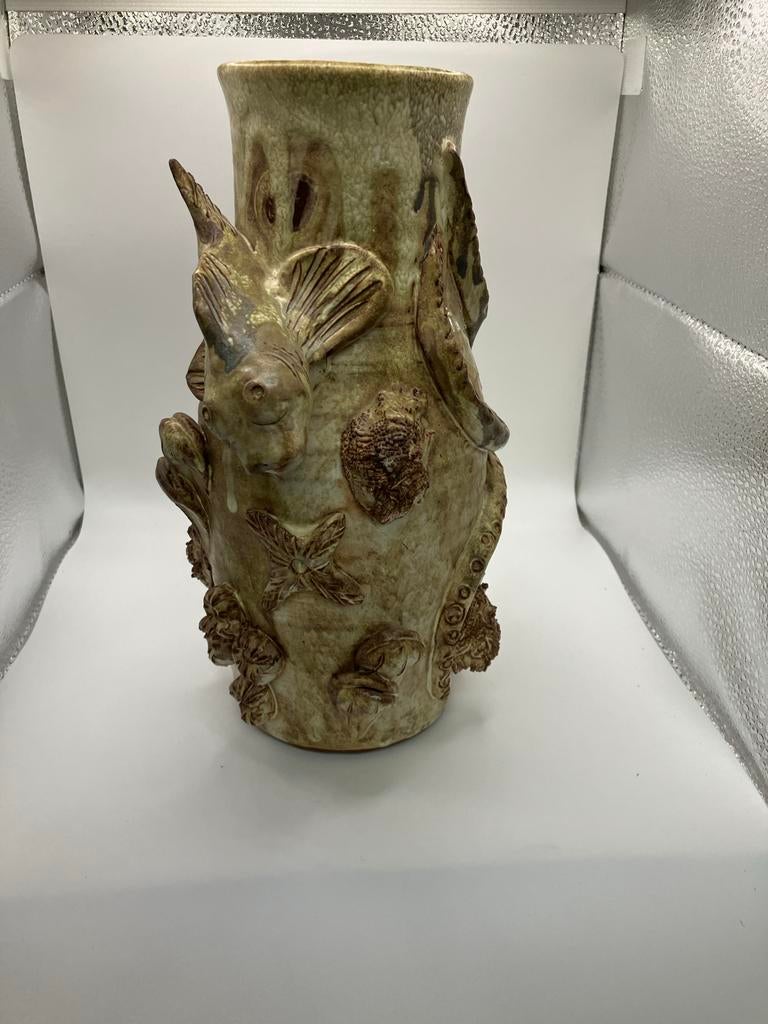 Keramische vaas met octopus en vis decoratie, Antiek en Kunst, Ophalen