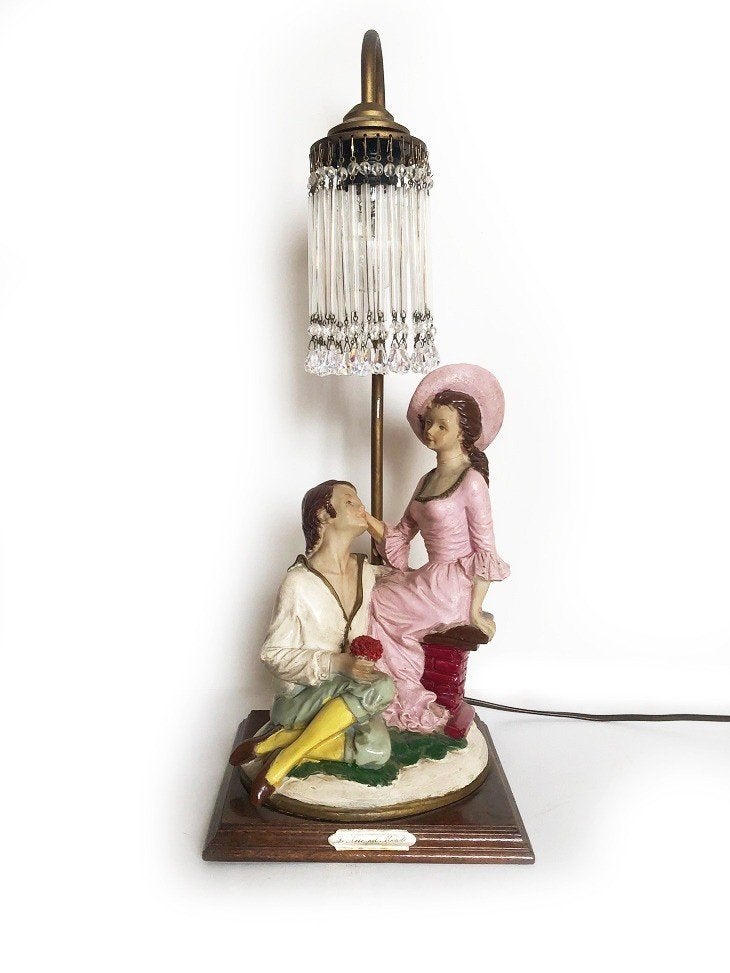 Tafellamp / schemerlamp met barok man vrouw beeld, Ophalen of Verzenden
