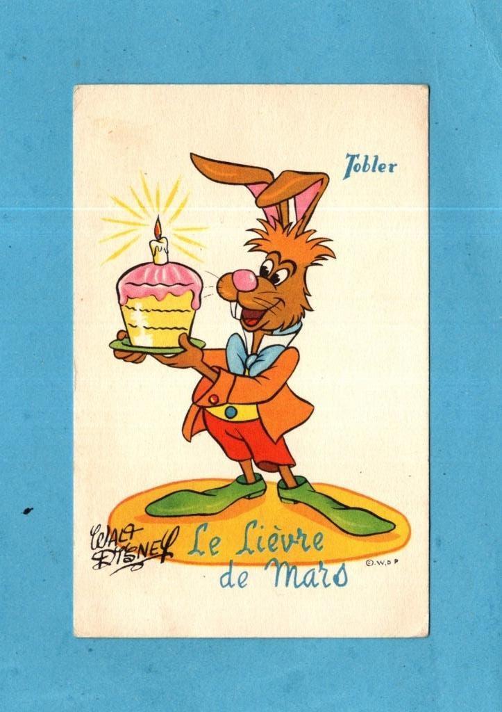 Mooie oude Disney M673 - Haasje met taart - uit ca 1940, Verzenden, 1920 tot 1940, Ongelopen, Overige thema's