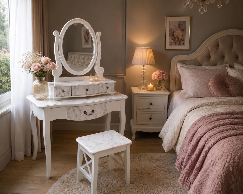 Make up tafel / kaptafel met kruk, Huis en Inrichting, Tafels | Kaptafels, Ophalen, Zo goed als nieuw, 50 tot 100 cm, Minder dan 100 cm
