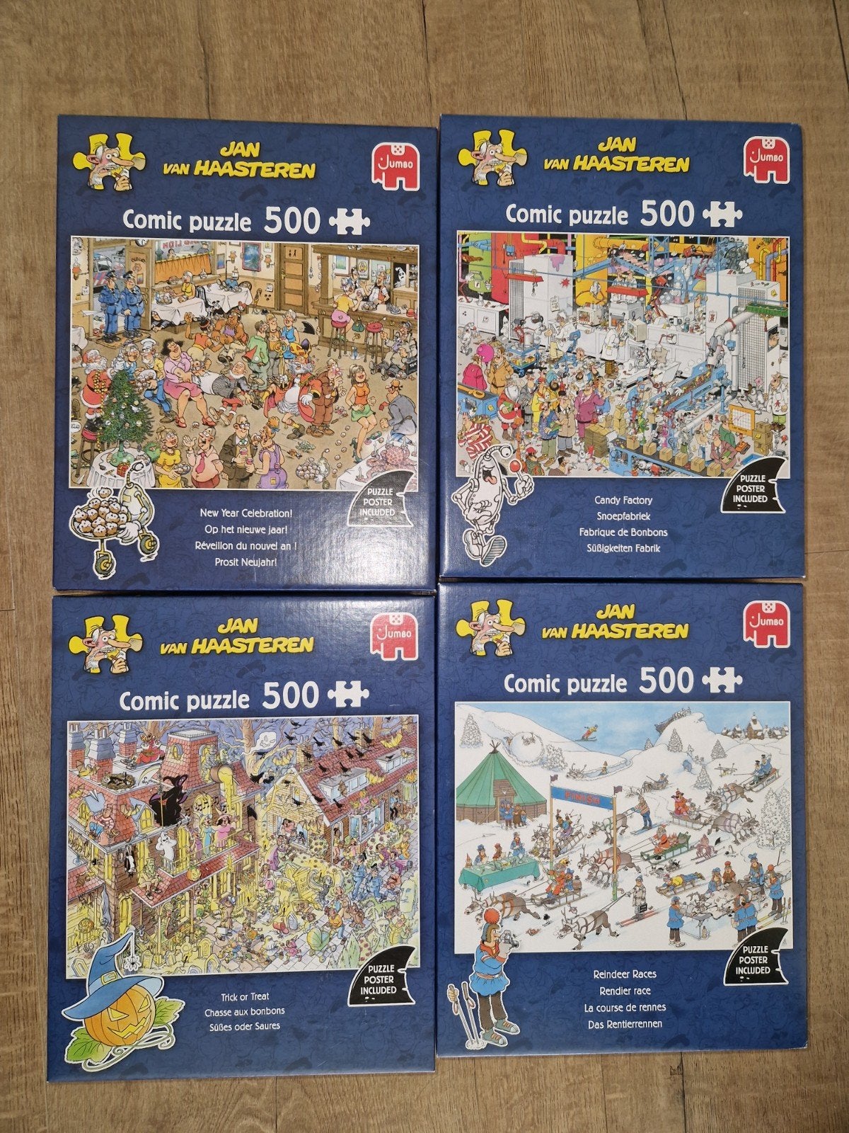 4 NIEUWE van Haasteren puzzels (dozen zijn geseald), Ophalen of Verzenden, 500 t/m 1500 stukjes, Nieuw, Legpuzzel