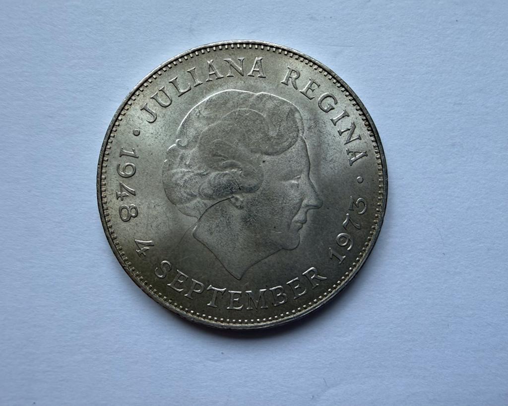 10 Gulden Zilveren Munt Juliana 1973 - Huwelijksjubileum, Koningin Juliana, Zilver, Ophalen of Verzenden, Losse munt