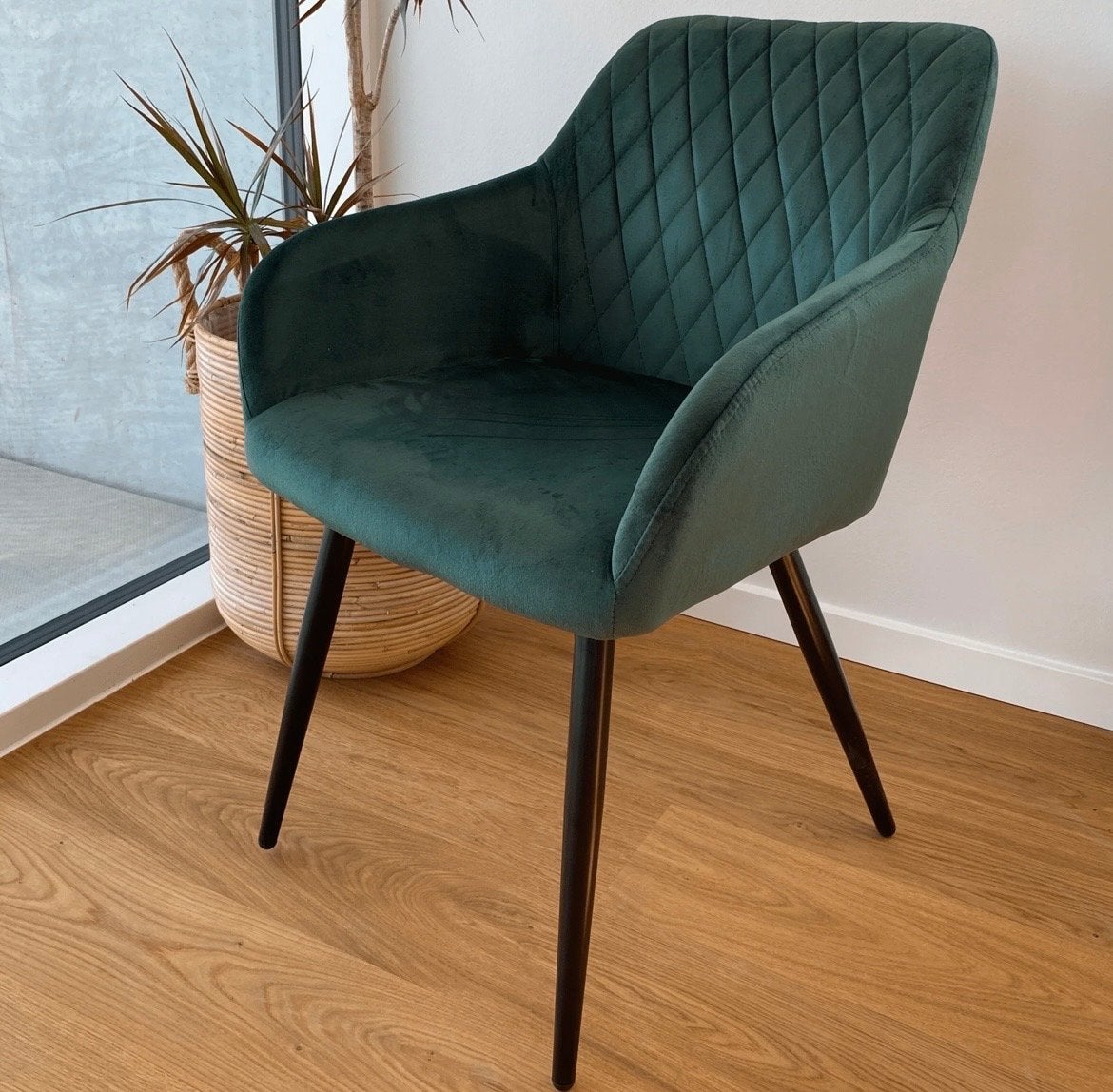 2 Groene eetkamerstoelen, Huis en Inrichting, Stoelen, Ophalen, Gebruikt, Twee, Overige kleuren