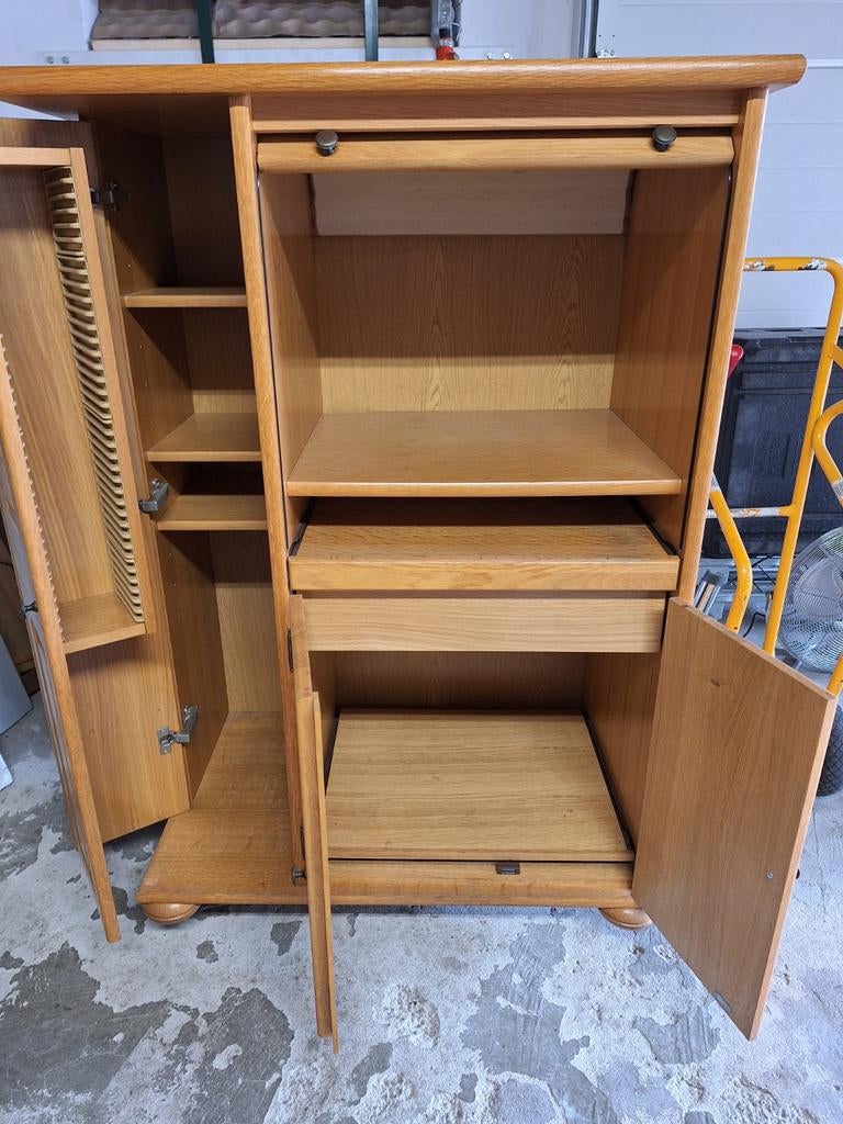 Houten computerkast met rolluik en opbergruimte, Huis en Inrichting, Kasten | Computermeubels, Ophalen, Gebruikt, 70 tot 120 cm
